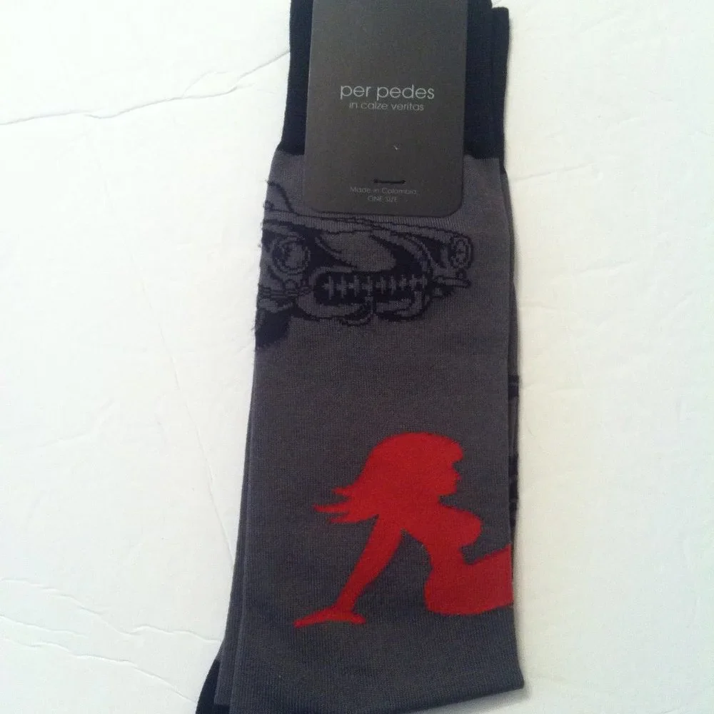 PER PEDES MENS NEW GRAY MERCERIZED COTTON BLEND DRESS SOCKS ONE SIZE - Picture 1 of 4